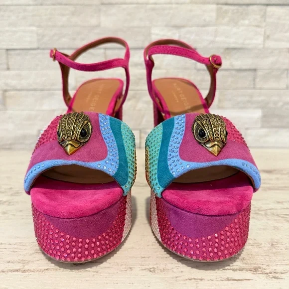 Kurt Geiger London SZ 38.5 Kensington Glitz Wavy  Rhinestone Platform Sandals - Picture 3 of 14